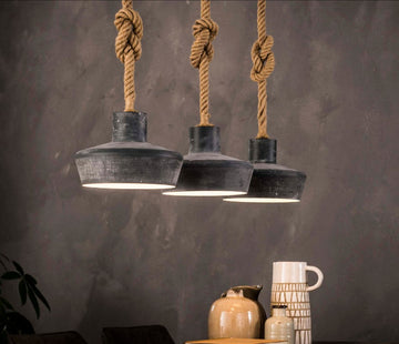 ZI Hanging lamp 3xØ28 concrete look adjustable rope