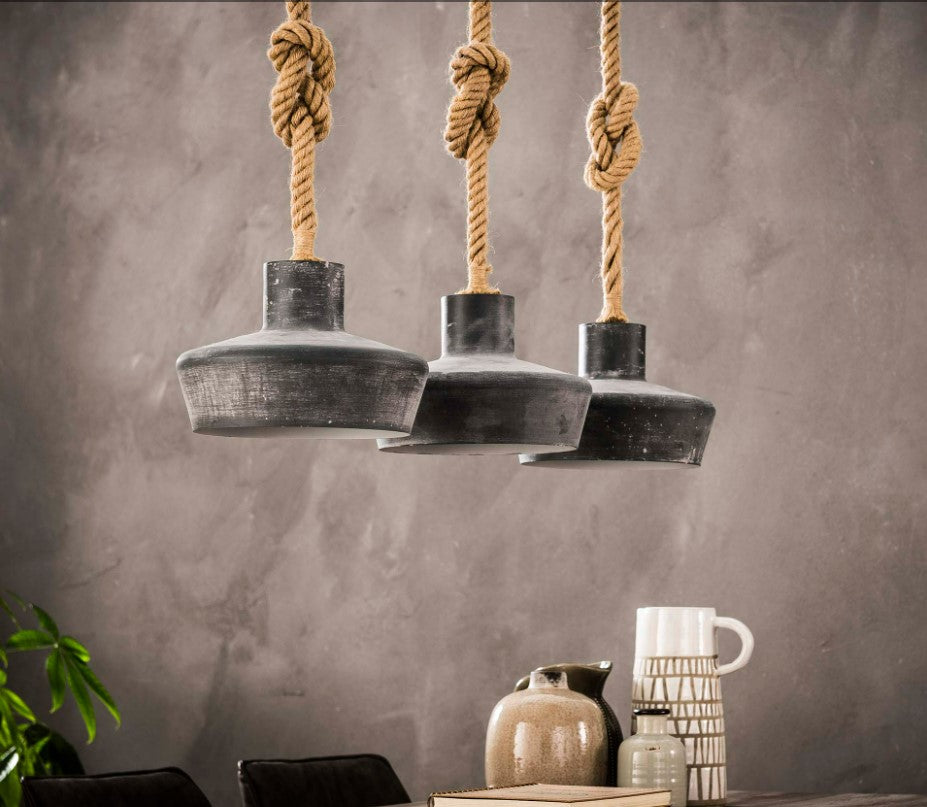 ZI Hanging lamp 3xØ28 concrete look adjustable rope