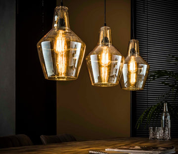 ZI Hanging lamp 3L amber glass cone