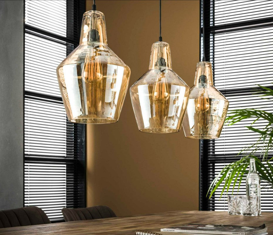 ZI Hanging lamp 3L amber glass cone