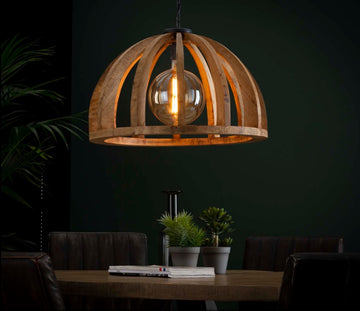 ZI Hanging lamp Ø60 curved wooden bars