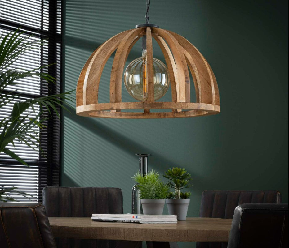 ZI Hanging lamp Ø60 curved wooden bars
