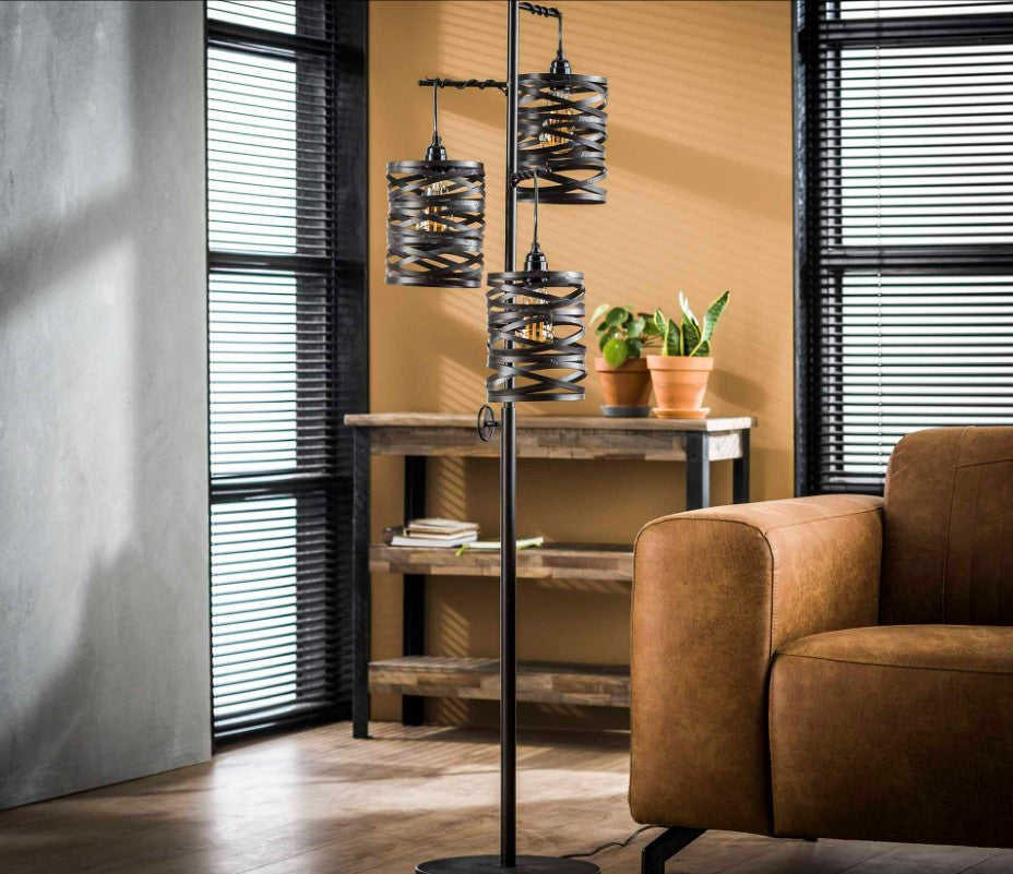 ZI Floor lamp 3L spindle, slate grey