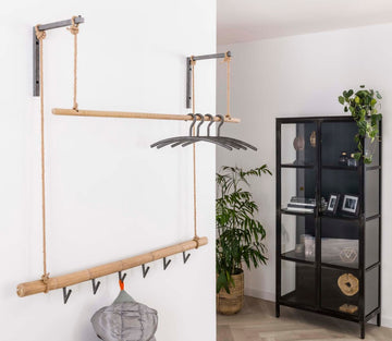 ZI Coatrack metal bamboo 6 hooks and rod