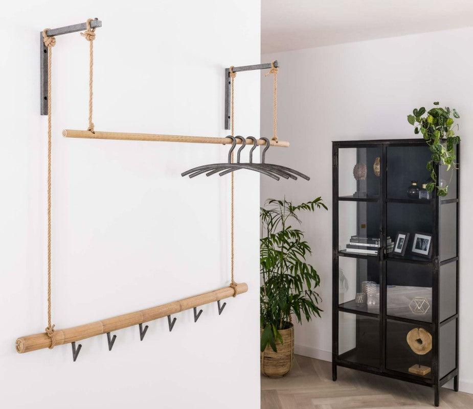 ZI Coatrack metal bamboo 6 hooks and rod
