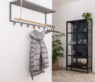 ZI Coatrack metal bamboo hat shelf 6 hooks