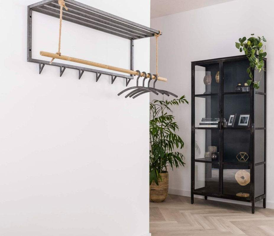 ZI Coatrack metal bamboo hat shelf 6 hooks