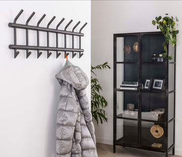 ZI Coat rack with 8 hooks wide round tube