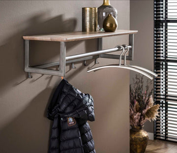 ZI Coat rack 6 hooks with rod -hat shelf