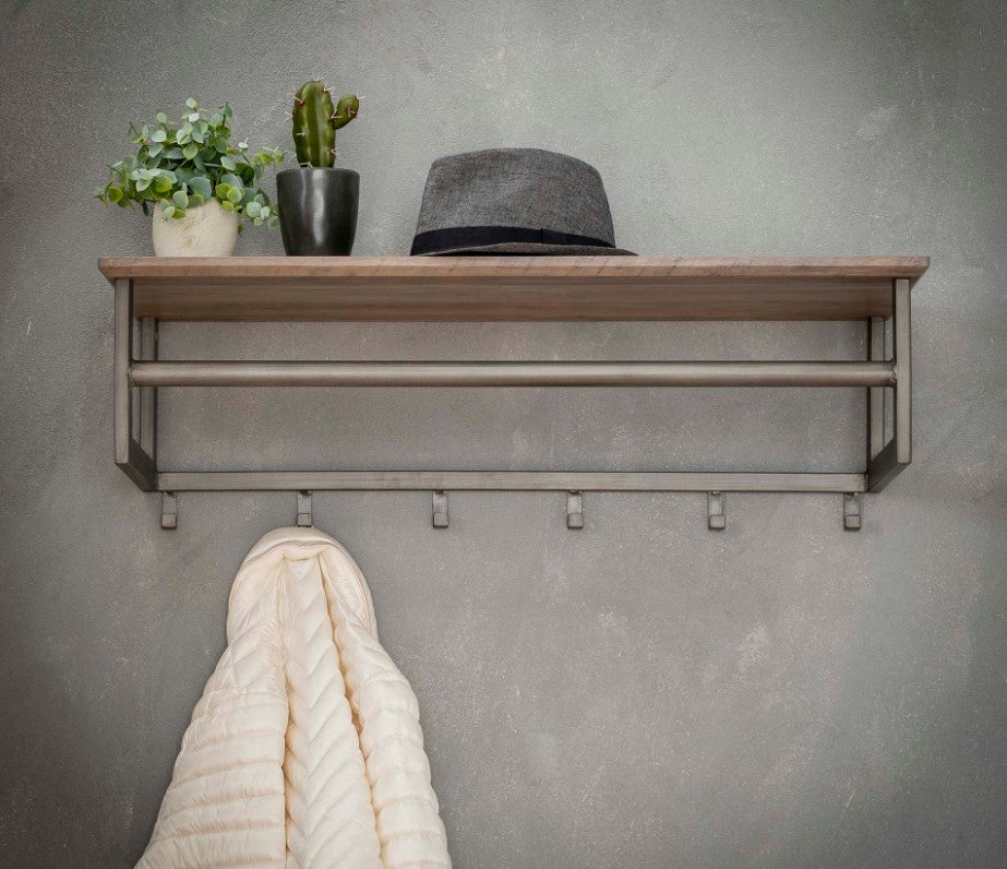ZI Coat rack 6 hooks with rod -hat shelf