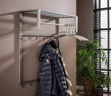 ZI Coat rack industrial 2x6 hooks rod -hat shelf