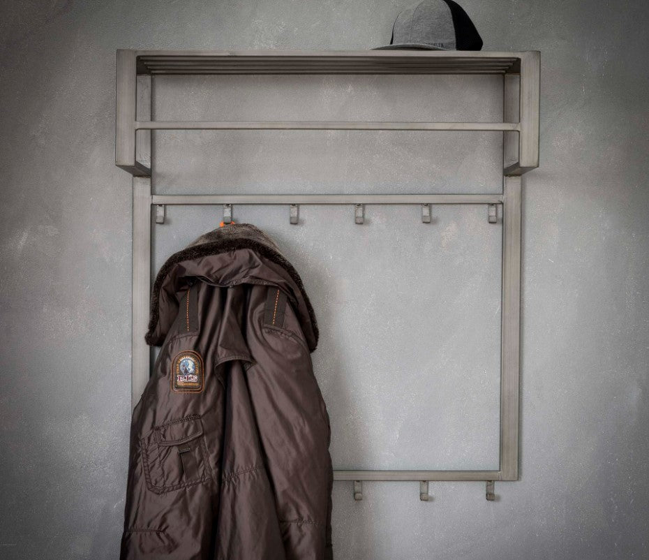ZI Coat rack industrial 2x6 hooks rod -hat shelf