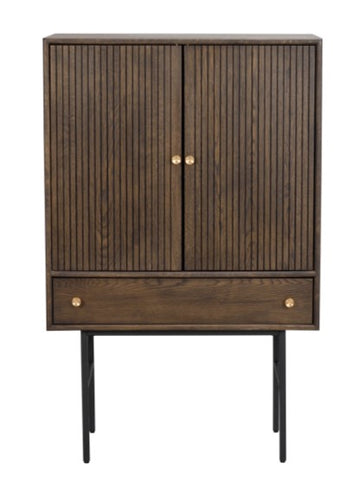 RO Clearbrook cabinet 79 brown oak/black metal