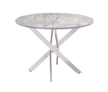 WOF Alden Grey Marble/Chrome leg 1.07M Round Dining Table