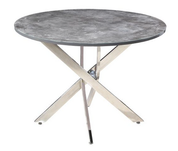 WOF Paris Grey Cement/Chrome Leg 1.07M Round Dining Table