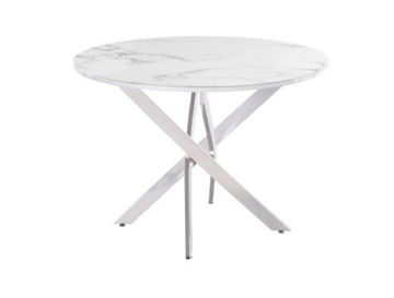 WOF Waverly White Marble/Chrome Leg 1.08 Round Dining Table