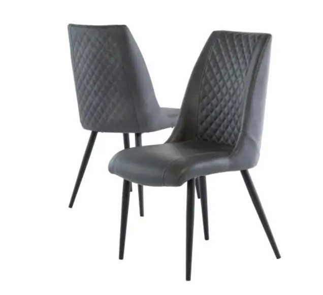 WOF Amber Grey Pu/Black Leg Dining Chair