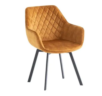 WOF Viola Antique Gold Velvet 360 Swivel Dining Chair