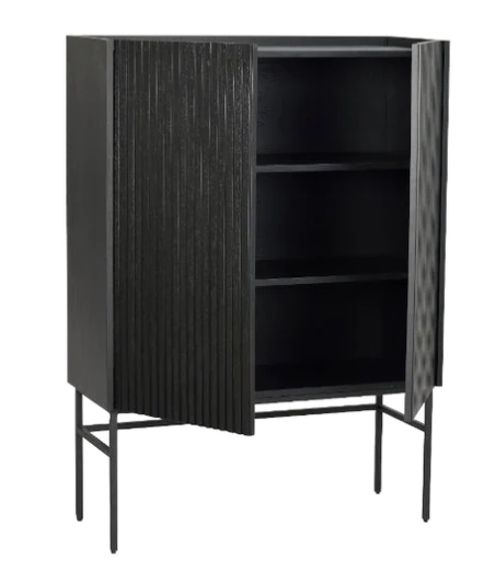 RO Halifax cabinet 100 black oak/black metal