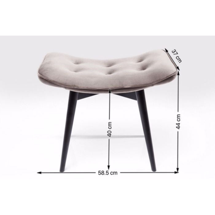 Stool Black Vicky Velvet Grey