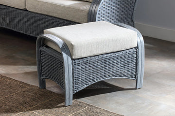 De Nirut Grey Wash Cane Footstool