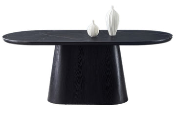 Cali 200 cm Oval Dining Table with Black Table Top