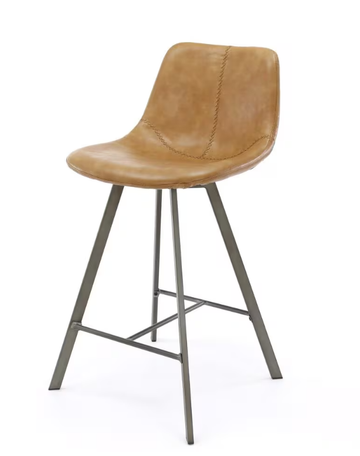 ZI Helna PU Cowhide Brown Bar Stool