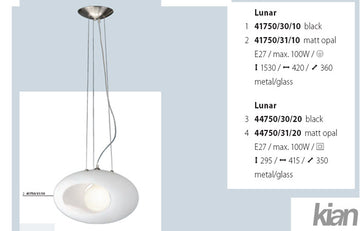 Lunar Pendant - white glass 417503110