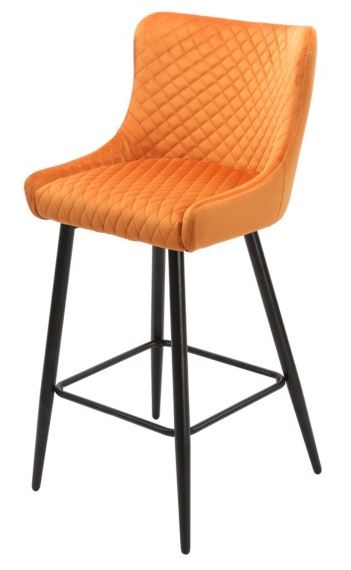 Talia Bar Stool in Orange Velvet