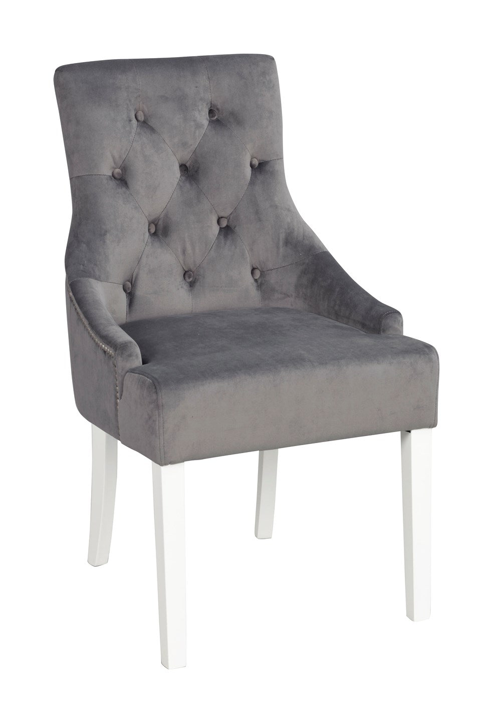 RO Stell Dining Chair Grey Plush/White