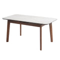 Annaghmore Turin Sintered Stone Extension Dining Table Walnut Off-White 31.5x51.2-63x29.9 in