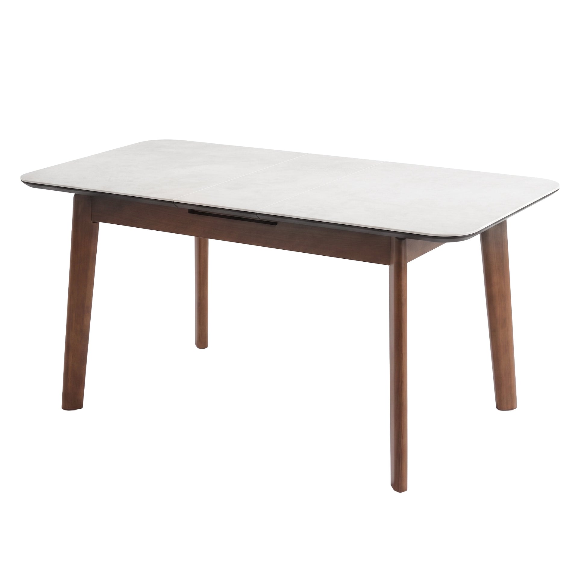 Annaghmore Turin Sintered Stone Extension Dining Table Walnut Off-White 31.5x51.2-63x29.9 in