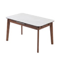 Annaghmore Turin Sintered Stone Extension Dining Table Walnut Off-White 31.5x51.2-63x29.9 in