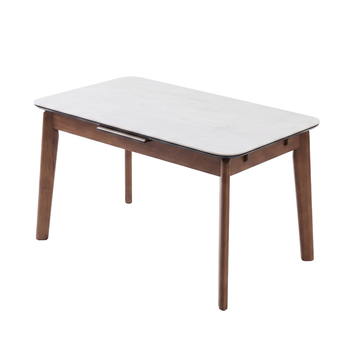 Annaghmore Turin Sintered Stone Extension Dining Table Walnut Off-White 31.5x51.2-63x29.9 in