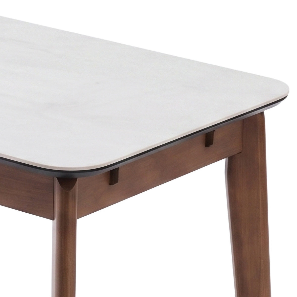 Annaghmore Turin Sintered Stone Extension Dining Table Walnut Off-White 31.5x51.2-63x29.9 in