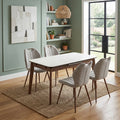 Annaghmore Turin Sintered Stone Extension Dining Table Walnut Off-White 31.5x51.2-63x29.9 in