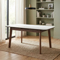 Annaghmore Turin Sintered Stone Extension Dining Table Walnut Off-White 31.5x51.2-63x29.9 in