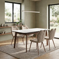 Annaghmore Turin Sintered Stone Extension Dining Table Walnut Off-White 31.5x51.2-63x29.9 in