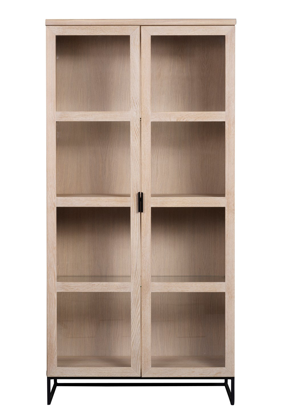 RO EVERETT GLASS CABINET WHITEWASH/BLACK