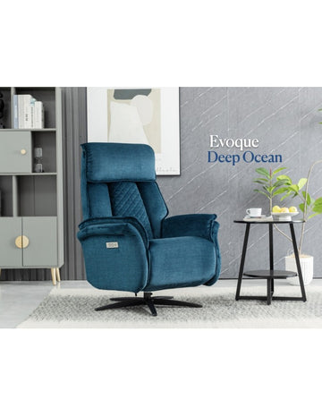AM Evoque Swivel Electric Chair Dual Motor Ocean Blue