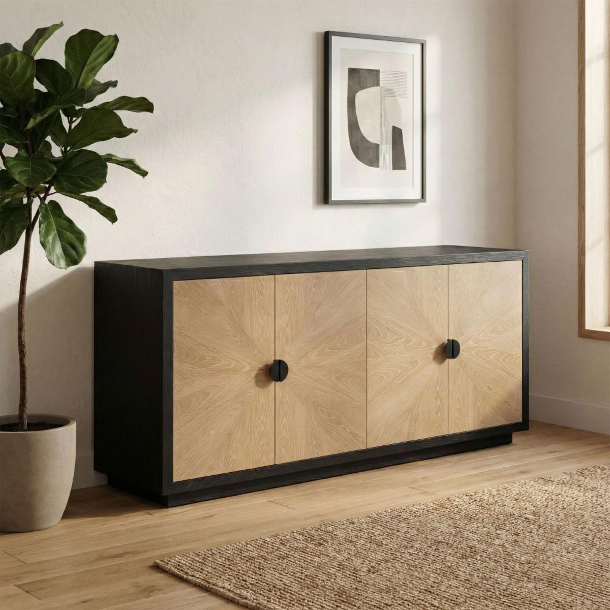 Annaghmore Sideboard Marseille Oak and Black 180x85cm