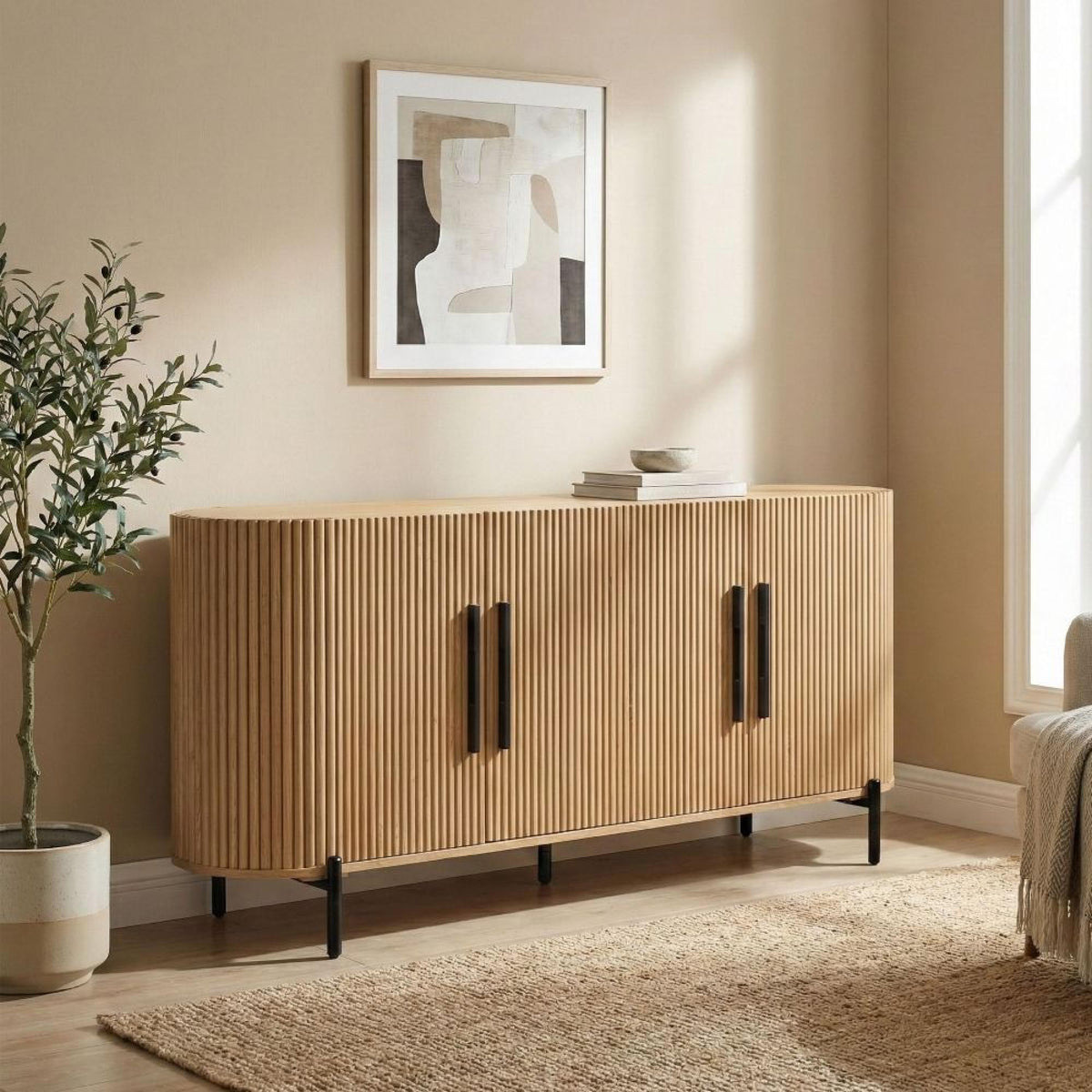 Annaghmore Sideboard Stockholm Fluted Light Oak 180x85cm