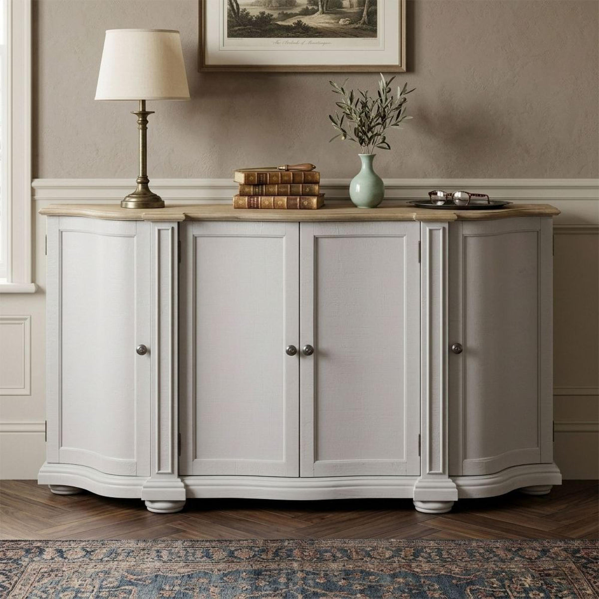 Annaghmore Curved Sideboard Toulouse 4 Door Grey