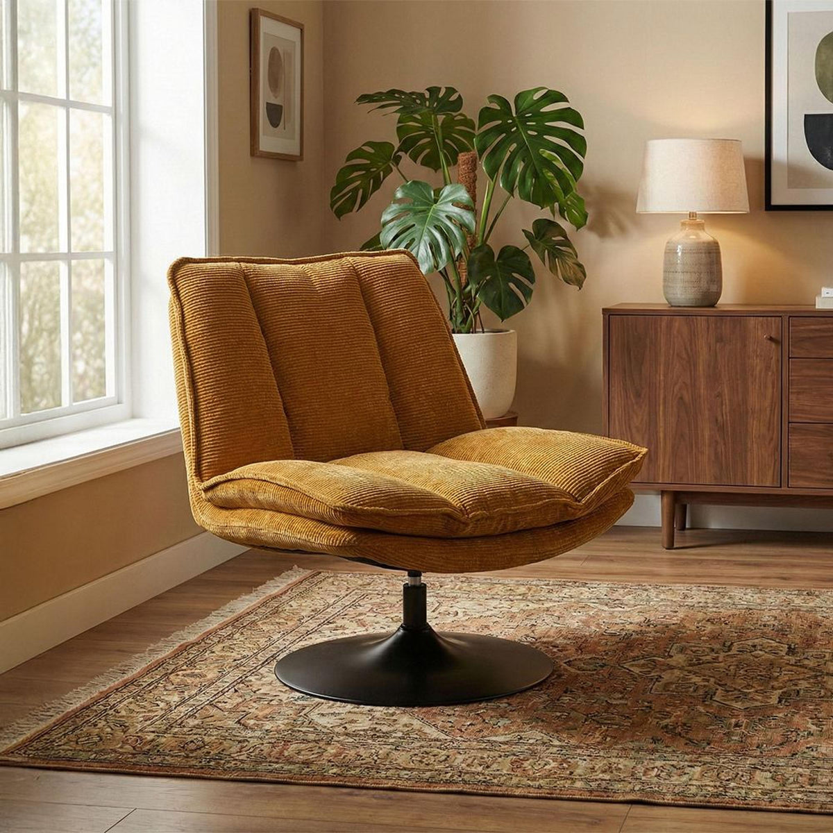 Annaghmore Swivel Armless Accent Chair Bella Fabric