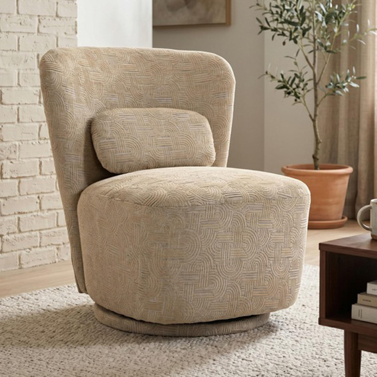 Annaghmore Swivel Armchair Aura Fabric