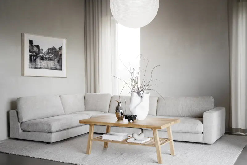 Rowico Home Duncan Corner Sofa 2+3-Seater Open End Left Robin #01 Light Grey 345x216x78 cm