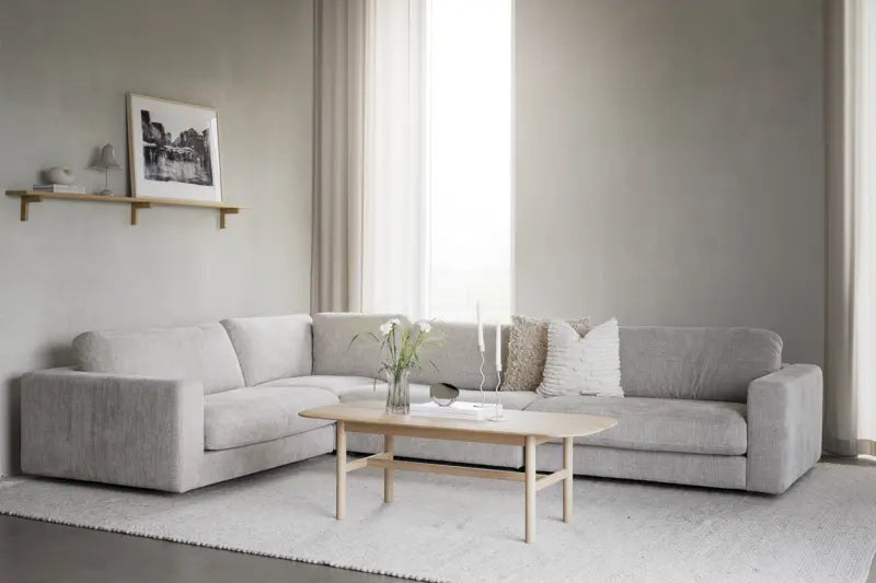 Rowico Home Duncan Corner Sofa 2+3-Seater Open End Left Robin #01 Light Grey 345x233x78 cm