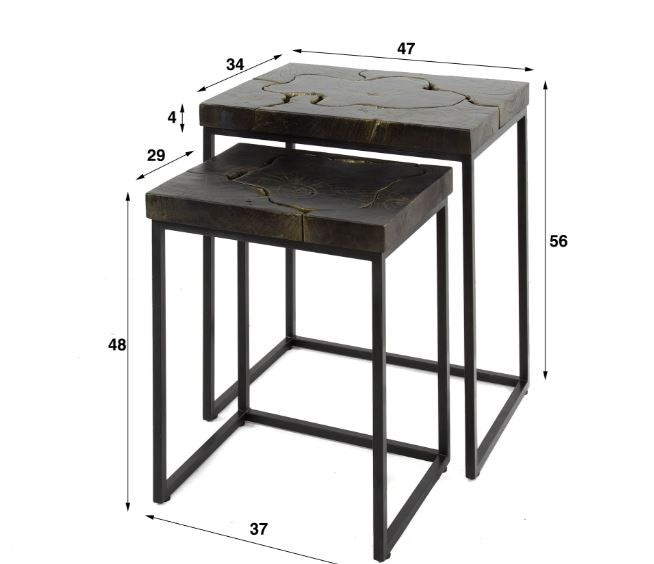 ZI Kimber Nesting Tables Black Gold