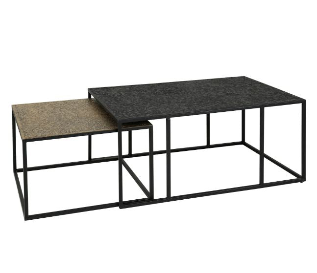 ZI Metallic Coffee Table Rectangle Antique Bronze Black