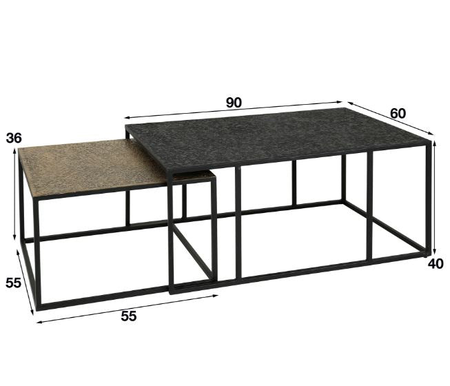 ZI Metallic Coffee Table Rectangle Antique Bronze Black